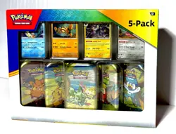Pokemon TCG: 2023 Paldea Friends Mini Tin Costco 5 Pack New/Factory Sealed - Image 1