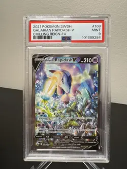 2021 Pokemon Sword & Shield Chilling Reign Galarian Rapidash V #168 PSA 9 - Image 1