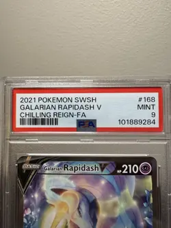 2021 Pokemon Sword & Shield Chilling Reign Galarian Rapidash V #168 PSA 9 - Image 5