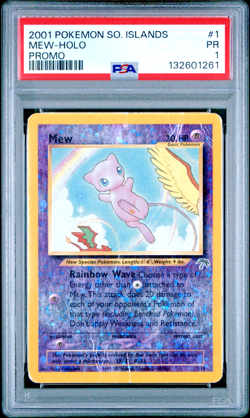 SWIRL PSA 1 2001 Pokemon Southern Islands Mew Promo 1/18 Reverse Holo Foil WOTC - Image 1