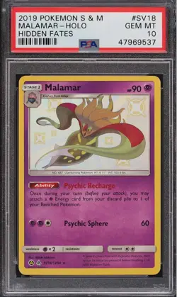 2019 Pokemon Sun & Moon Hidden Fates Shiny Malamar #SV18 PSA 10 GEM MINT - Image 1