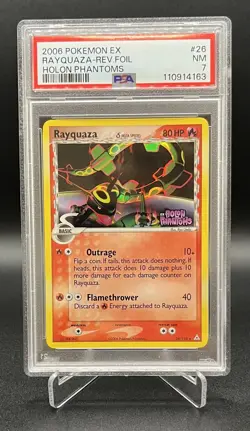 Pokemon Rayquaza 26/110 - Reverse Holo Stamped - EX Holon Phantoms 2006 PSA 7 NM - Image 1