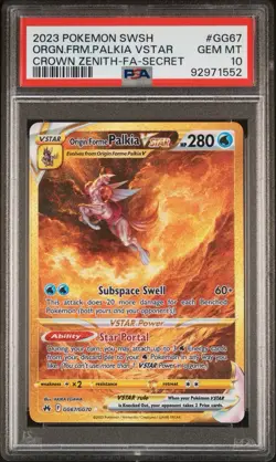 2023 POKEMON SWSH CROWN ZENITH #GG67 FULL ART/ORIGIN FORME PALKIA VSTAR PSA 10 - Image 1