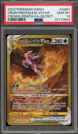 Pokemon Origin Forme Palkia VSTAR Crown Zenith Secret Rare Full Art #GG67 PSA 10 - Image 1