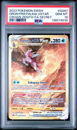 2023 POKEMON SWSH CROWN ZENITH #GG67 FULL ART/ORIGIN FORME PALKIA VSTAR PSA 10 - Image 1