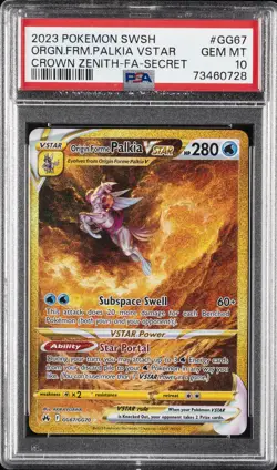 2023 POKEMON SWSH CROWN ZENITH #GG67 FULL ART/ORIGIN FORME PALKIA VSTAR PSA 10 - Image 1
