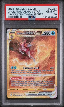 2023 POKEMON SWORD AND SHIELD CROWN ZENITH GG67 ORIGIN FORME PALKIA VSTAR PSA 10 - Image 1