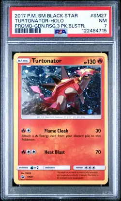 Pokemon Card Turtonator SM27 Holo Foil SWIRL 3 Pack Blister Promo PSA 7 NM - Image 1