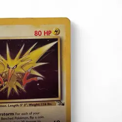 Zapdos 1999 Fossil 15/62 Holo Rare 80 HP Unlimited Vintage Pokemon Card - Image 3