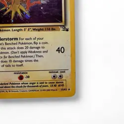 Zapdos 1999 Fossil 15/62 Holo Rare 80 HP Unlimited Vintage Pokemon Card - Image 4