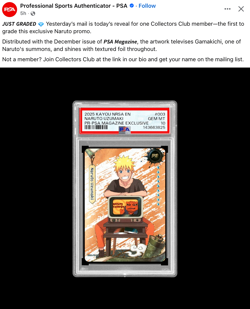 Kayou Naruto Uzumaki Promo Card Magazine Exclusive PSA 10 First Ever Graded #003 - Image 3
