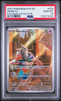 2024 POKEMON SVP PALDEAN FATES ETB PROMO #075 MIMIKYU PSA 10 - Image 1