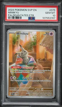 2024 POKEMON SVP PALDEAN FATES ETB PROMO #075 MIMIKYU PSA 10 - Image 1