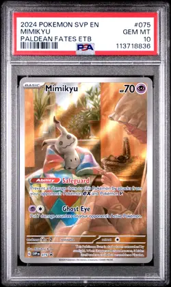 2024 Pokemon SVP EN-SV Black Star Promo Mimikyu Paldean Fates Etb PSA 10 #075 - Image 1