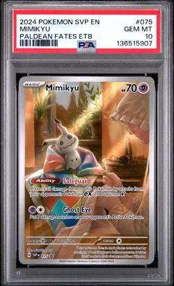 2024 Pokemon SVP EN Paldean Fates ETB Promo #075 Mimikyu PSA 10 GEM MINT - Image 1