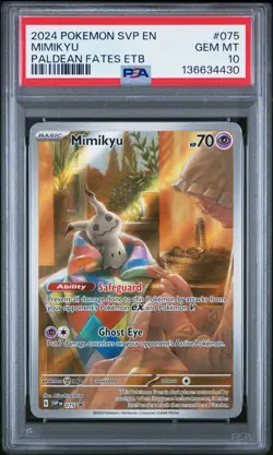 2024 POKEMON SVP EN-SV PALDEAN FATES ETB PROMO #075 MIMIKYU PSA 10 - Image 1