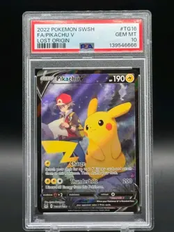 2002 Pokemon Sword Shield Pikachu V Full Art Lost Origin Holo PSA 10 - Image 1
