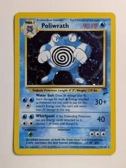 Moderately Played 2000 Pokemon WOTC Base Set 2 Poliwrath 15/130 Holo Rare - Image 1