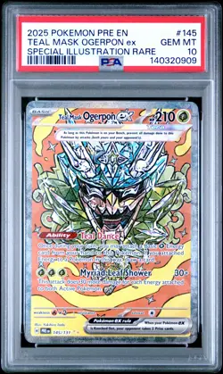 2025 POKEMON PRE EN-PRISMATIC EVOLUTIONS #145 TEAL MASK OGERPON EX PSA 10 - Image 1