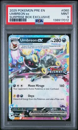 2025 POKEMON PRE EN-PRISMATIC EVOLUTIONS SURPRISE BOX EXCLUSIVE UMBREON EX PSA 9 - Image 1