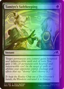 MTG Tamiyo's Safekeeping (211/606) Kamigawa Neon Dynasty LP FOIL - Image 1