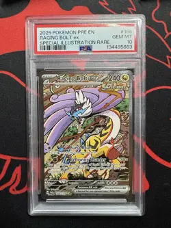 PSA 10 Raging Bolt Ex 166 SIR Prismatic Evolution Pokemon 2025 Gem Mint - Image 1
