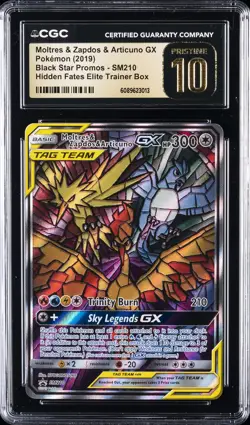 2019 POKEMON PROMO #SM210 FULL ART MOLTRES ZAPDOS ARTICUNO GX CGC 10 PRISTINE - Image 1