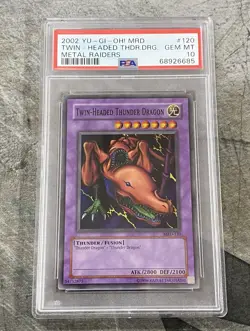 2002 Yu-Gi-Oh Twin Headed Thunder Dragon PSA Gem Mint 10 Metal Raiders MRD-120 - Image 1