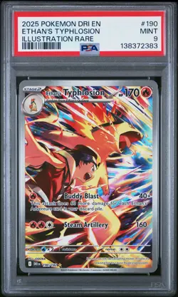 2025 POKEMON DRI EN-DESTINED RIVALS ILLUSTRATION RARE ETHAN'S TYPHLOSION PSA 9 - Image 1