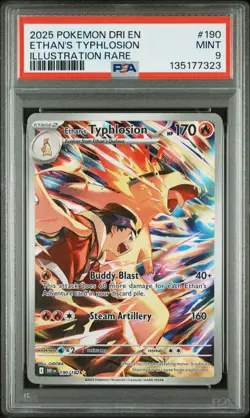 2025 POKEMON DRI EN-DESTINED RIVALS ILLUSTRATION RARE ETHAN'S TYPHLOSION PSA 9 - Image 1