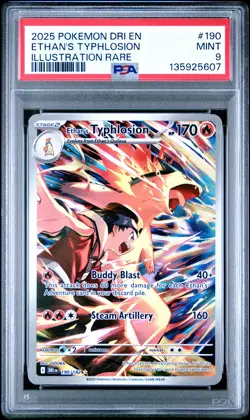 2025 POKEMON DRI EN-DESTINED RIVALS ILLUSTRATION RARE ETHAN'S TYPHLOSION PSA 9 - Image 1