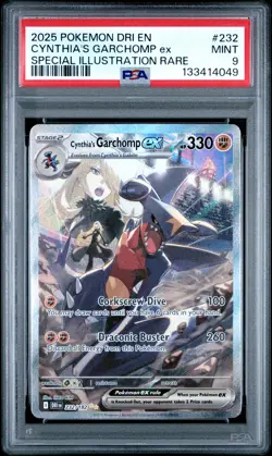2025 POKEMON DRI EN-DESTINED RIVALS #232 CYNTHIA'S GARCHOMP EX PSA 9 - Image 1