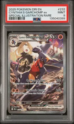 2025 POKEMON DRI EN-DESTINED RIVALS #232 CYNTHIA'S GARCHOMP EX PSA 9 - Image 1