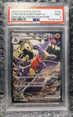 PSA 9 MINT 2025 POKEMON DRI EN-DESTINED RIVALS #232 CYNTHIA'S GARCHOMP EX SIR - Image 1