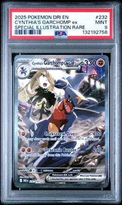 2025 POKEMON DRI EN-DESTINED RIVALS #232 CYNTHIA'S GARCHOMP EX PSA 9 - Image 1