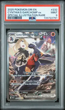 2025 POKEMON DRI EN-DESTINED RIVALS #232 CYNTHIA'S GARCHOMP EX PSA 9 - Image 1
