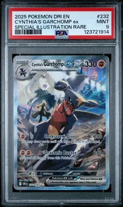 2025 POKEMON DRI EN-DESTINED RIVALS #232 CYNTHIA'S GARCHOMP EX PSA 9 - Image 1