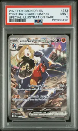 2025 POKEMON DRI EN-DESTINED RIVALS #232 CYNTHIA'S GARCHOMP EX PSA 9 - Image 1