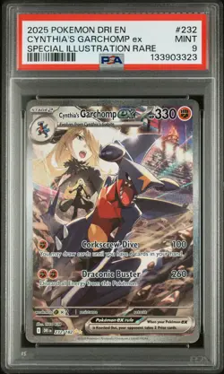 2025 POKEMON DRI EN-DESTINED RIVALS #232 CYNTHIA'S GARCHOMP EX PSA 9 - Image 1