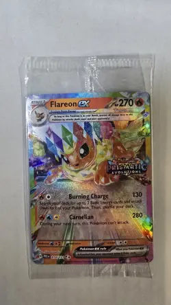 Pokemon Sealed Flareon EX 14 Prismatic Evolutions Stamped Promo Rare New Holo - Image 1
