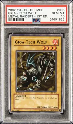 2002 YU-GI-OH! MRD-METAL RAIDERS 1ST ED #096 GIGA-TECH WOLF PSA 10 - Image 1
