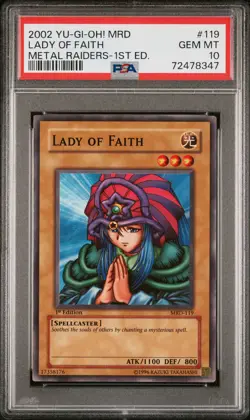 2002 YU-GI-OH! MRD-METAL RAIDERS 1ST ED #119 LADY OF FAITH PSA 10 - Image 1