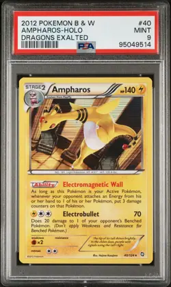 2012 Pokemon TCG Ampharos Dragons Exalted 40/124 Holo Holo Rare PSA 9 Mint - Image 1