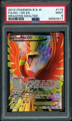 2012 Pokemon BW Dragons Exalted Ho-Oh EX Full Art #119 PSA 9 MINT - Image 1