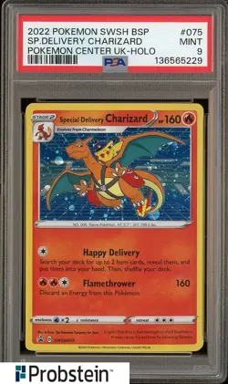 2022 Pokemon SWSH BSP Center Uk Holo #075 Special Delivery Charizard PSA 9 MINT - Image 1
