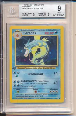 Base Set 1st Edition Gyarados 6/102 Holo 1999 BGS 9 Mint German Pokemon Garados - Image 1