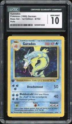 1999 Pokemon GERMAN 1st Edition Base Set Garados-Gyarados Holo 6/102 CGC 10 GEM - Image 1