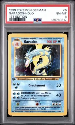 1999 Pokemon GERMAN 1st Edition Base Set Garados-Gyarados Holo 6/102 PSA 8 NM-MT - Image 1