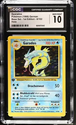 CGC 10 GEM MINT Gyarados Base Set 1st Edition 6/102 Holo GERMAN Pokemon Card - Image 1