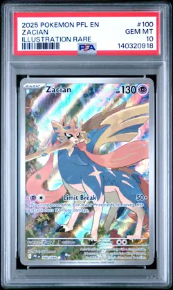 2025 POKEMON PFL EN-PHANTASMAL FLAMES ILLUSTRATION RARE #100 ZACIAN PSA 10 - Image 1